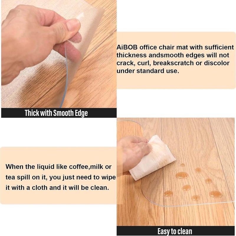 AiBOB Office Chair Mat for Hardwood Floor, 50 X 62 inches, Hard Floor Chair Mats Under Computer Desk, Easy Glide for Rolling Chairs, No Curling - Image 4